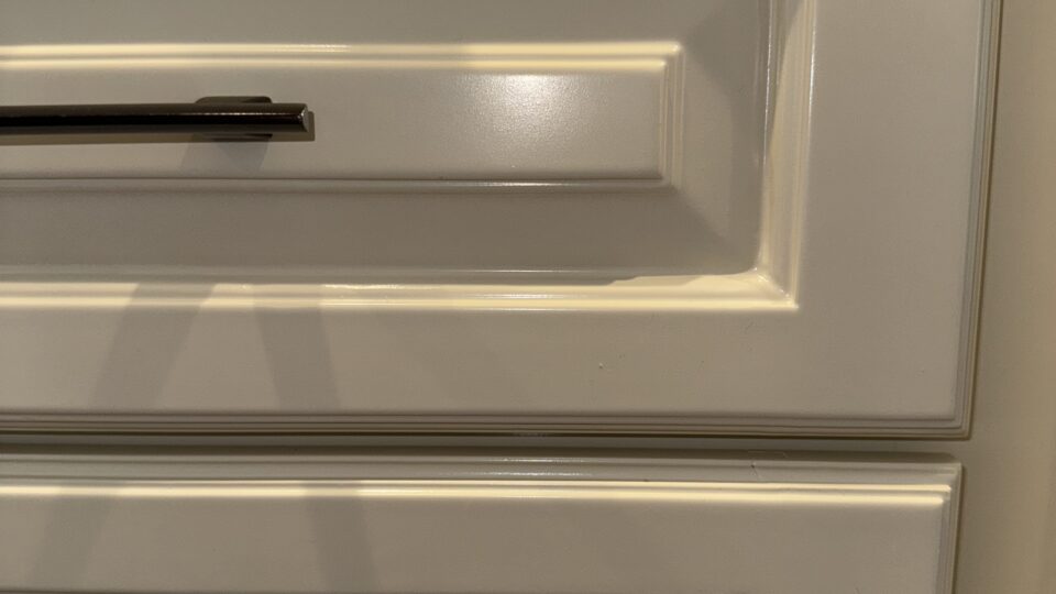 Off white kitchen cabinet drawer
